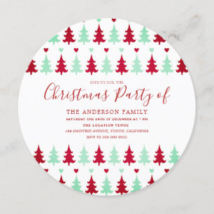 Invitation Cercle de fête de Noël des Motifs de l'arbre vert