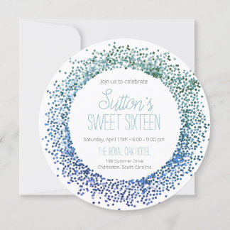 Invitation Cercle de Parties scintillant bleu