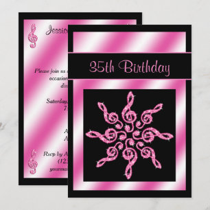 Invitation Cercle élégant et joli de musique pour 35e anniver