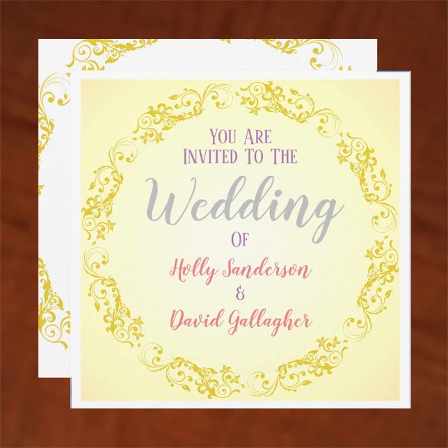 Invitation Cercle fleurit avec Arrière - plan diplômé (Créateur téléchargé)