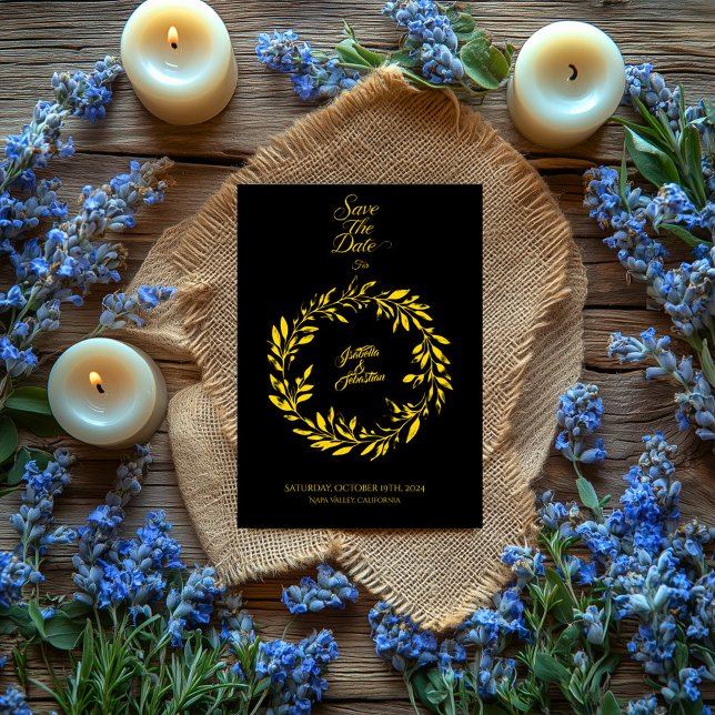Invitation Cercle noir & or Enregistrer la date - Mariage (Créateur téléchargé)