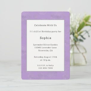 Invitation Cercles Anniversaire Violet Lavande Argent