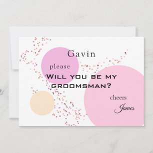 Invitation Cercles Confetti Rose Groomsman