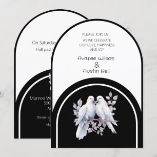 Invitation Cercles de colombes Noir et blanc Arches