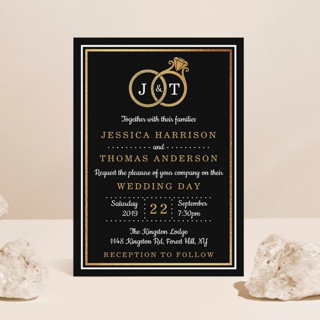 Invitation Cercles Mariages Chic Faux Gold Foil (Créateur téléchargé)