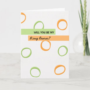 Invitation Cercles rétro peints verts Be My Ring Bearer