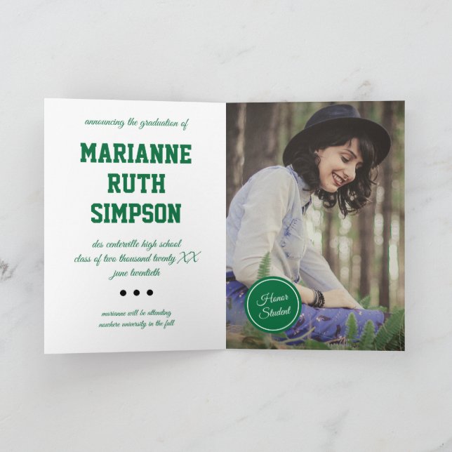 Invitation Cercles verts - Diplôme photo (Intérieur)