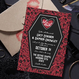 Invitation Cercueil noir jusqu'à la mort Cœur floral Mariage 