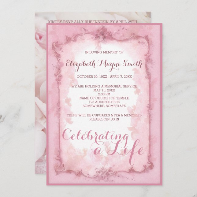 Invitation Cérémonie commémorative célébrant des roses d'un (Devant / Derrière)