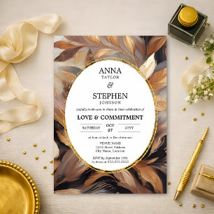 Invitation Cérémonie d'amour et d'engagement Brun & Or