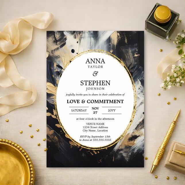 Invitation Cérémonie d'amour et d'engagement Noir & Or (Créateur téléchargé)