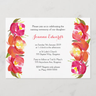 Invitation Cérémonie d'attribution de noms florale aquarelle
