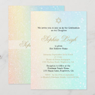 Invitation Cérémonie de baptême de bébé Hébreu Fille rose Par