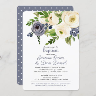 Invitation Cérémonie de baptême et réception - Fille, garçon