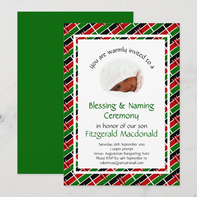 Invitation CÉRÉMONIE DE BÉNÉDICTION DU NOM | Drapeau du Kenya (Devant / Derrière)