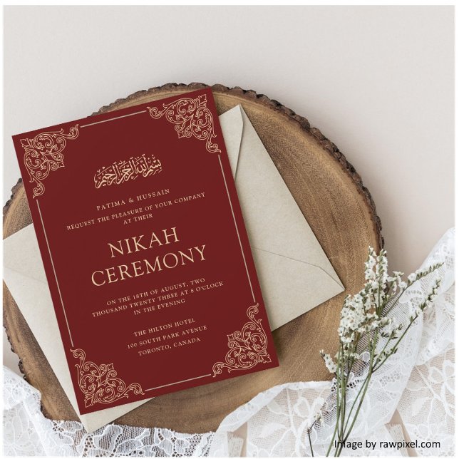 Invitation Cérémonie de Bourgogne Nikah Mariage musulman isla (Créateur téléchargé)