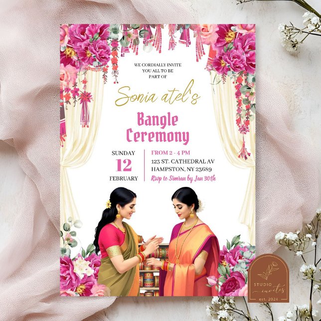 Invitation Cérémonie de Choora Bangle Pink Fuchsia India (Créateur téléchargé)