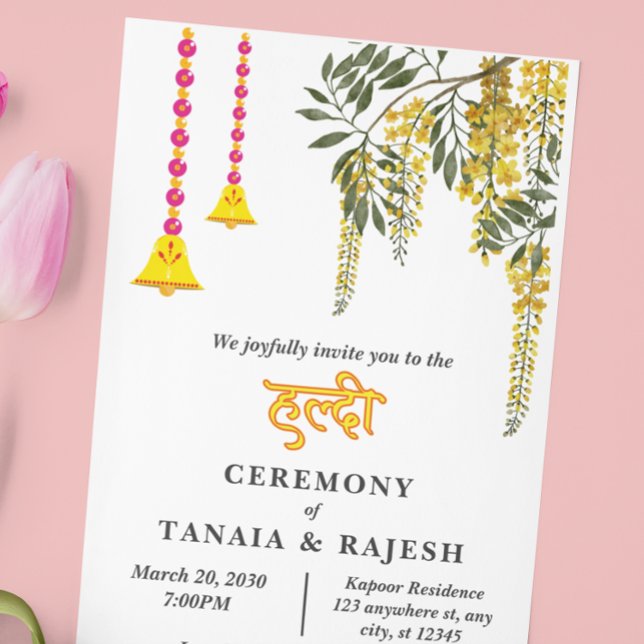 Invitation Cérémonie de Haldi de mariage indien de style cont (Créateur téléchargé)