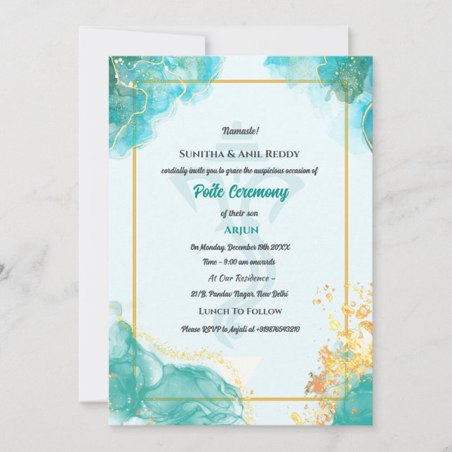 Invitation Cérémonie de Janeu du Thread Saint Hindu Poite Upa (Devant)