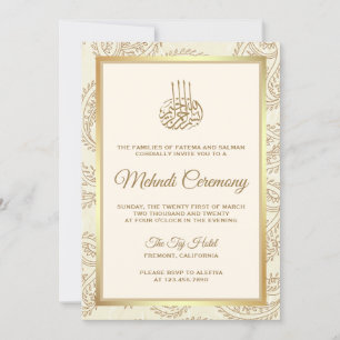 Invitation Cérémonie de la crème et de l'or Paisley islamique