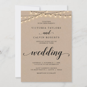 Invitation Cérémonie de la Mariage de l'église, Kraft Brown