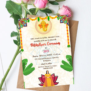 Invitation Cérémonie de la mariée hindou sud-indienne Pelliku