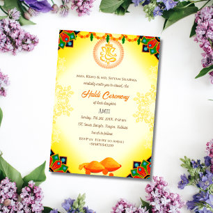 Invitation Cérémonie de la mariée indienne Haldi Couple hindo