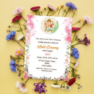 Invitation Cérémonie de la mariée indienne Haldi Couple hindo
