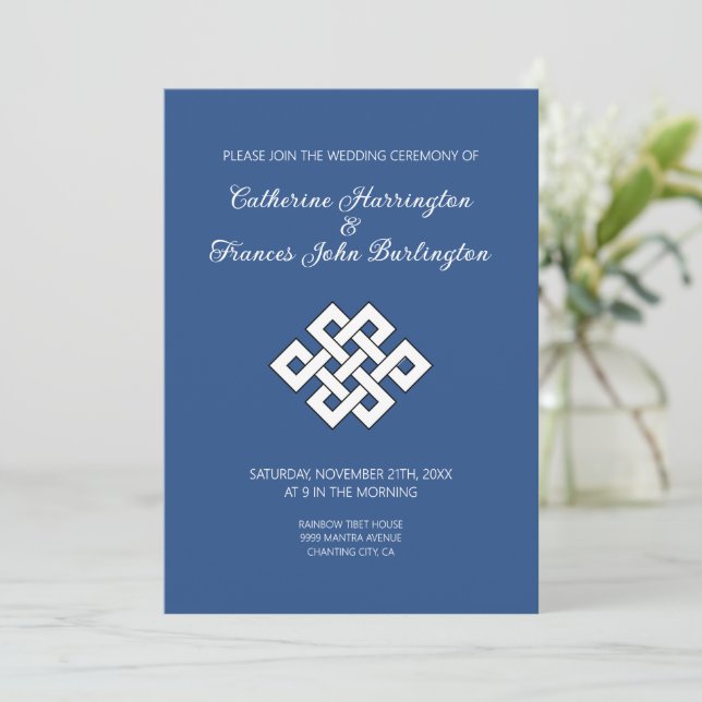 Invitation Cérémonie de mariage bouddhiste Nœud sans fin du b (Debout devant)