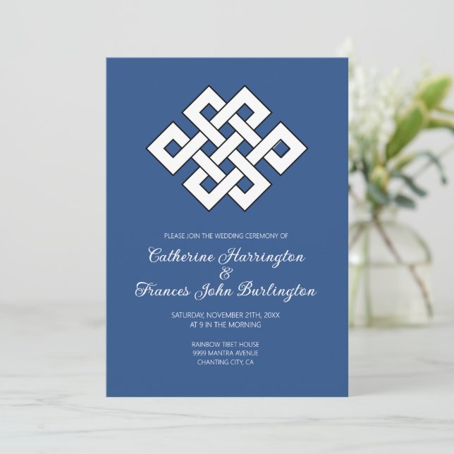 Invitation Cérémonie de mariage bouddhiste Nœud sans fin du b (Debout devant)