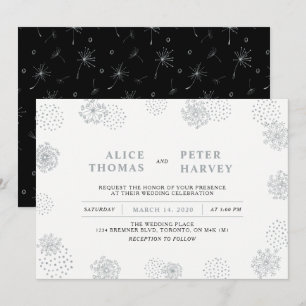 Invitation Cérémonie de mariage chic moderne Argent & Noir