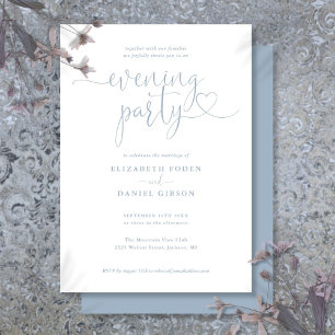 Invitation Cérémonie de mariage de soirée en bleu poussiéreux