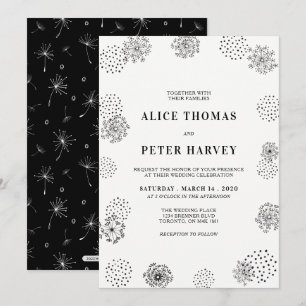 Invitation Cérémonie de mariage moderne simple Noir et blan
