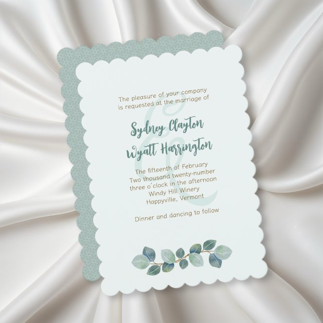 Invitation Cérémonie de mariage simple Feuilles d'eucalyptus (Créateur téléchargé)