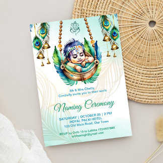 Invitation Cérémonie de Namkaran de nommage de bébé Krishna b