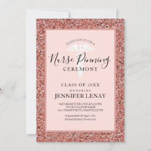 Invitation Cérémonie de Pinning Rose Gold Parties scintillant