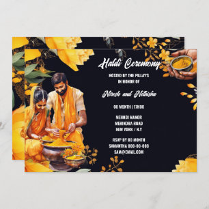 Invitation Cérémonie de purification indienne haldi florale t