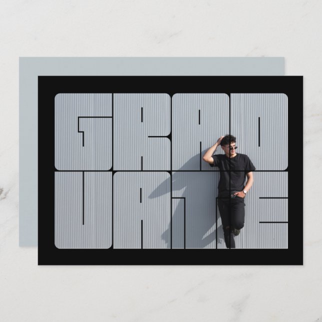 Invitation Cérémonie de remise des diplômes en bleu (Devant / Derrière)