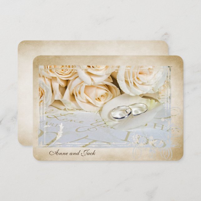 Invitation Cérémonie de renouvellement de vœux avec roses et  (Devant / Derrière)