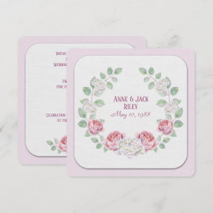 Invitation Cérémonie de renouvellement de Vow : couronne rose