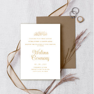 Invitation Cérémonie de Walima minimal or blanc Mariage musul