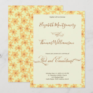 Invitation Cérémonie d'engagement floral jaune doux
