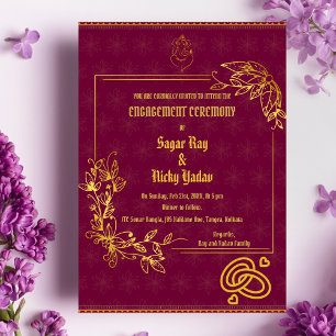 Invitation Cérémonie d'engagement hindou indien aux éléments