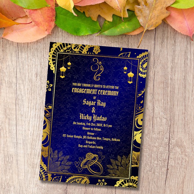 Invitation Cérémonie d'engagement hindou indien aux éléments  (Créateur téléchargé)