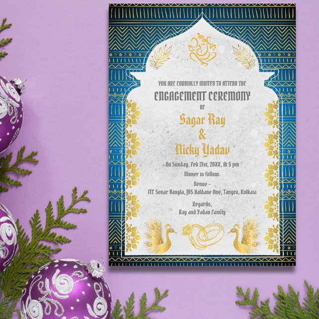 Invitation Cérémonie d'engagement hindou indien avec éléments (Créateur téléchargé)