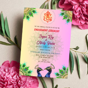 Invitation Cérémonie d'engagement hindou indien Couple de pao