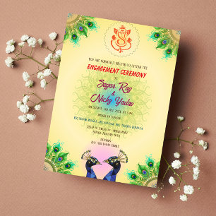 Invitation Cérémonie d'engagement hindou indien Couple de pao