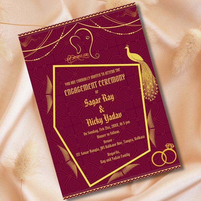 Invitation Cérémonie d'engagement hindoue indienne aux élémen (Créateur téléchargé)