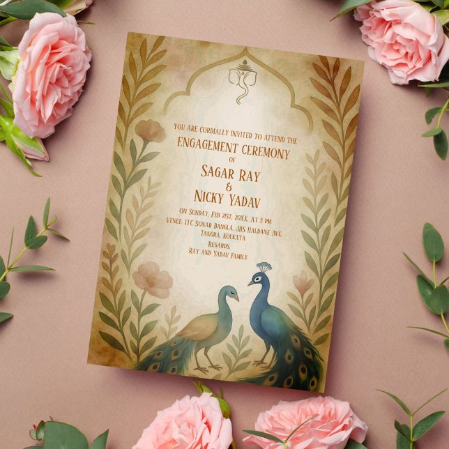 Invitation Cérémonie d'engagement hindoue indienne florale de (Créateur téléchargé)