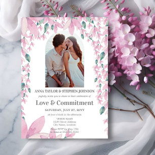 Invitation Cérémonie d'engagement photo florale à l'aquarelle
